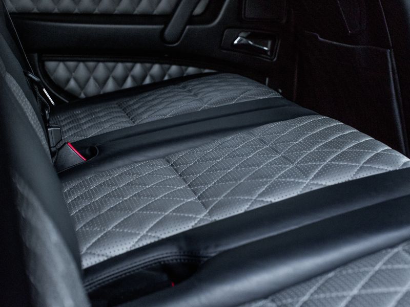 Diamond-stitched leather upholstery
